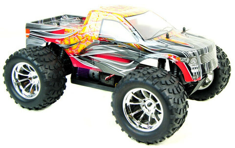 Bug Crusher Electric RC Monster Truck Car Orange Flame FREE BATTERY