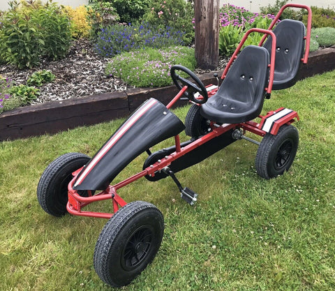 Hercules Large Heavy Duty Steel Pedal Go Kart Rubber Wheels Extra Seat